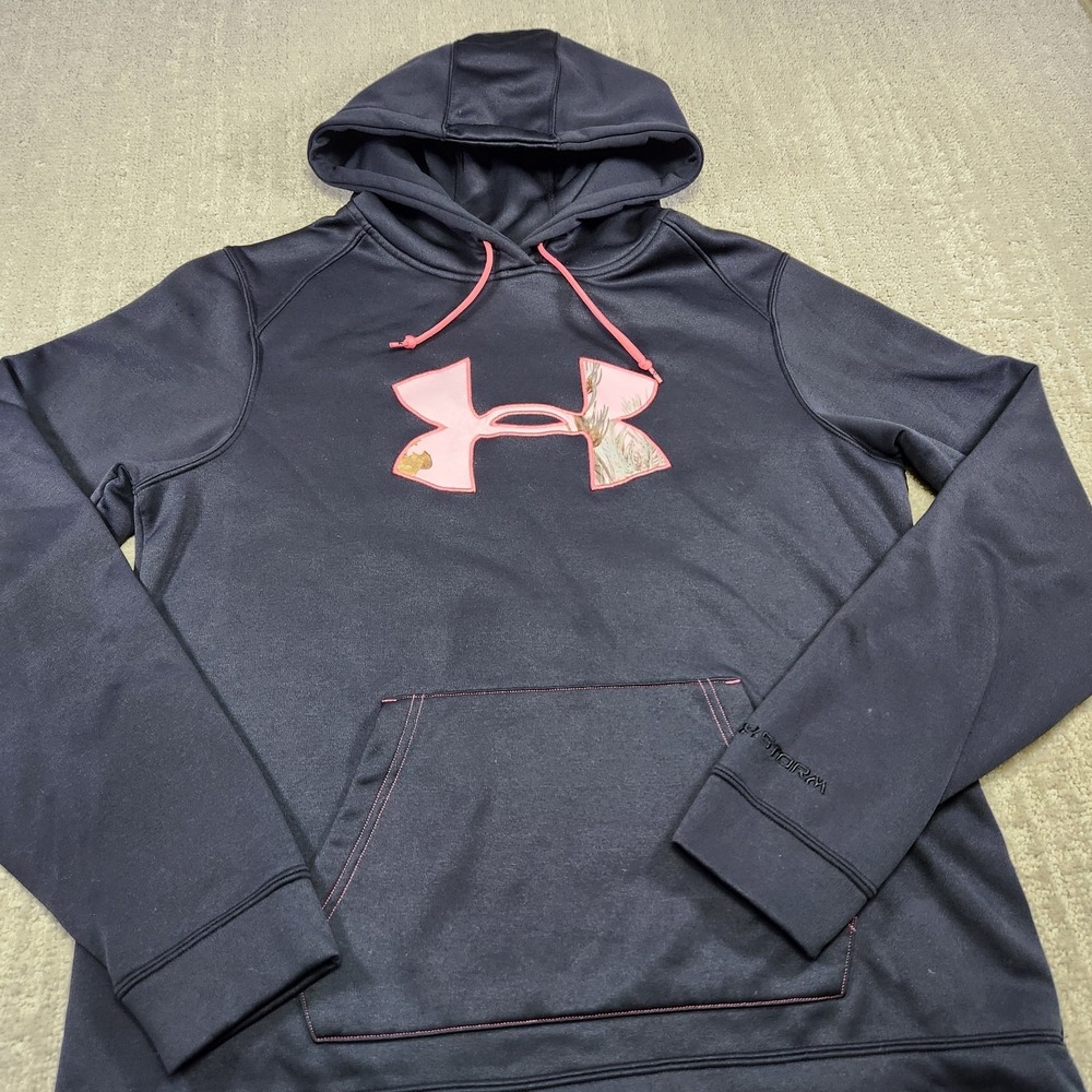 Under Armour Storm Hoodie Women L Pink Camo Black Water Resistant Fleece